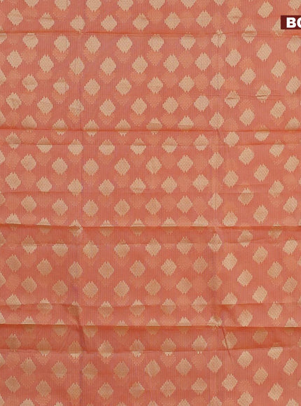 Banarasi kota saree peach orange and red with zari woven buttas and zari woven border