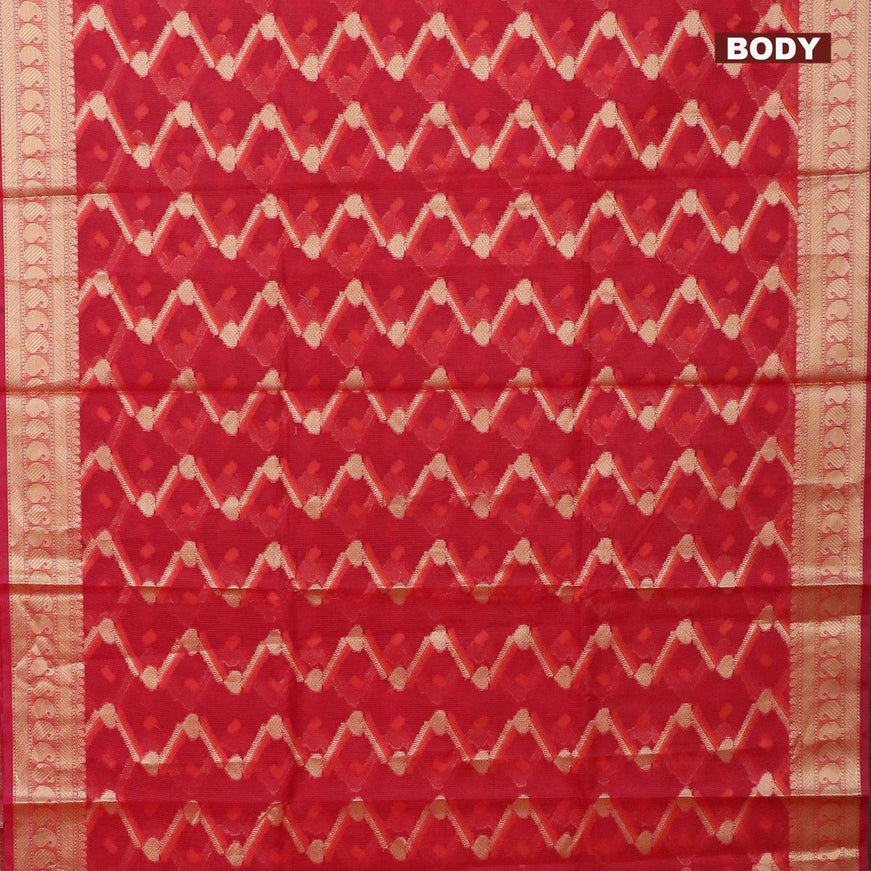 Banarasi kota saree pink with allover thread & zari weaves and paisley zari woven border