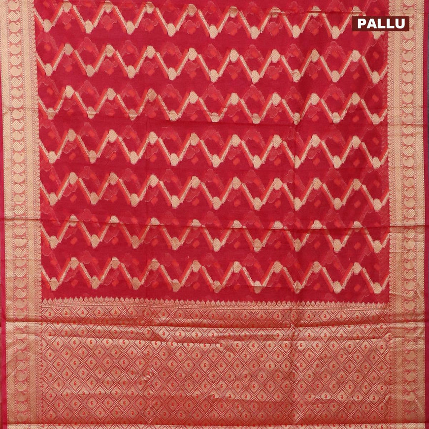 Banarasi kota saree pink with allover thread & zari weaves and paisley zari woven border