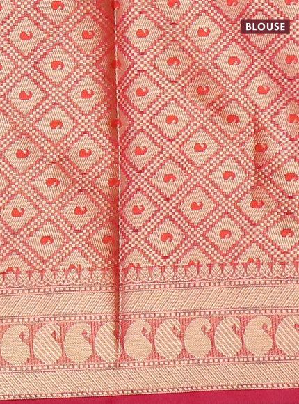 Banarasi kota saree pink with allover thread & zari weaves and paisley zari woven border