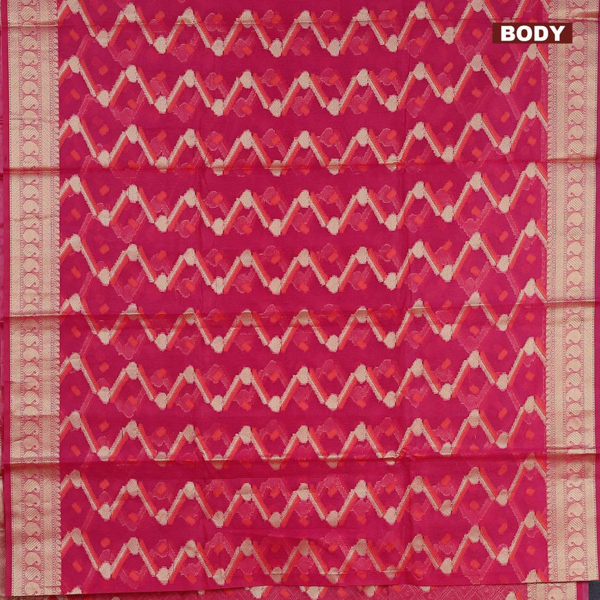 Banarasi kota saree pink with allover thread & zari weaves and paisley zari woven border