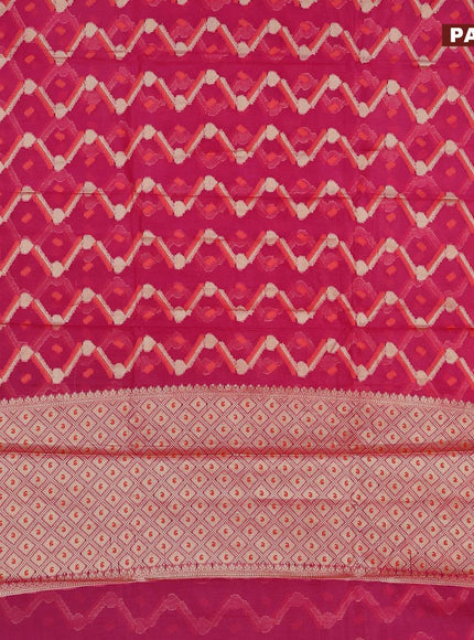 Banarasi kota saree pink with allover thread & zari weaves and paisley zari woven border