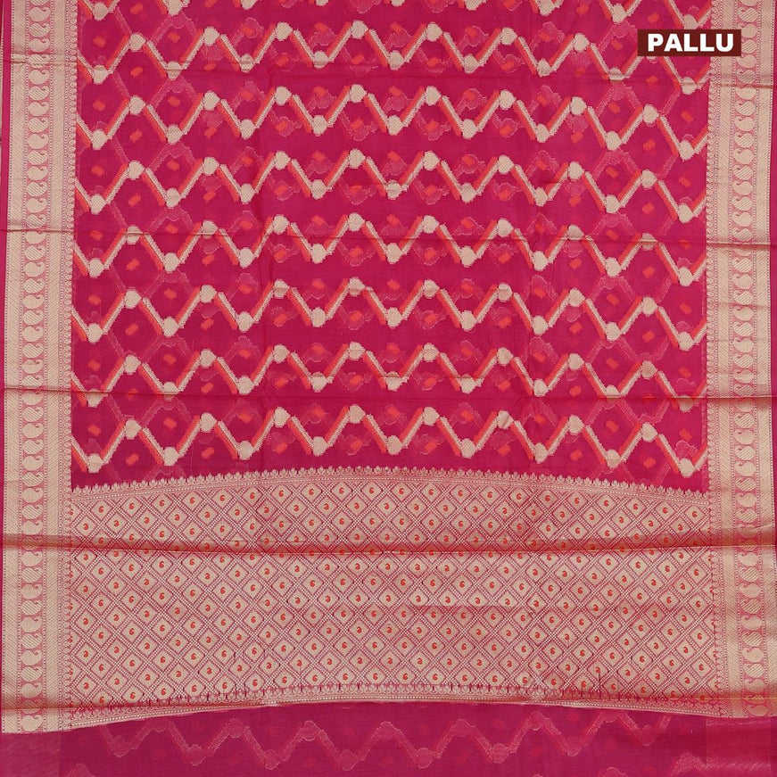 Banarasi kota saree pink with allover thread & zari weaves and paisley zari woven border