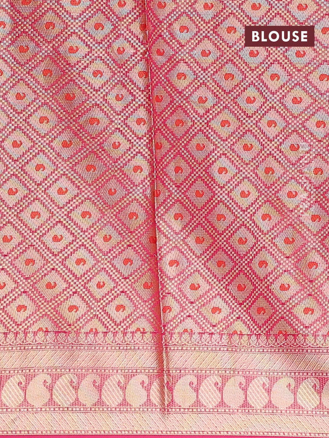 Banarasi kota saree pink with allover thread & zari weaves and paisley zari woven border