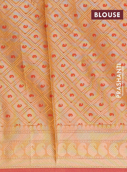 Banarasi kota saree mustard yellow and maroon with allover thread & zari weaves and paisley zari woven border