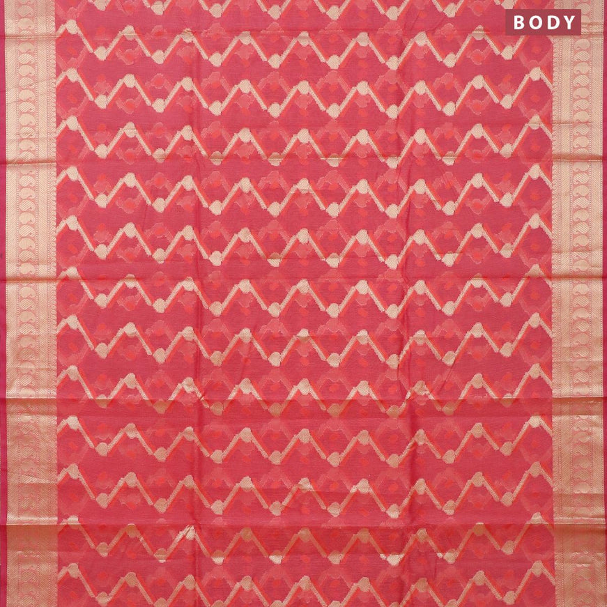 Banarasi kota saree pink shade with allover thread & zari weaves and paisley zari woven border