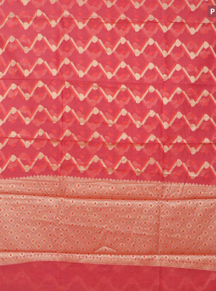 Banarasi kota saree pink shade with allover thread & zari weaves and paisley zari woven border