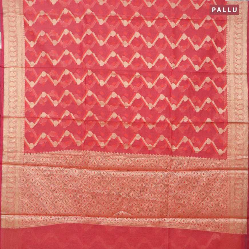 Banarasi kota saree pink shade with allover thread & zari weaves and paisley zari woven border