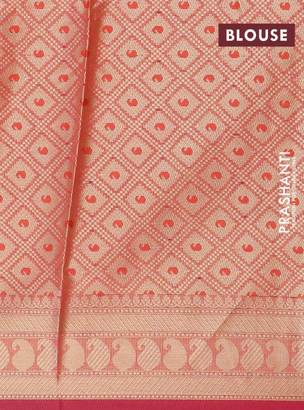 Banarasi kota saree pink shade with allover thread & zari weaves and paisley zari woven border