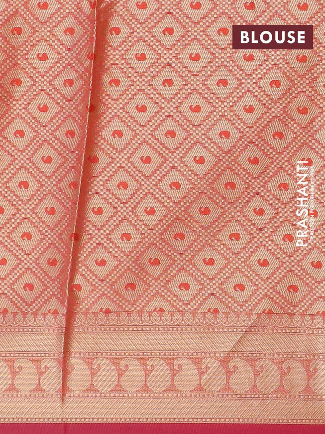 Banarasi kota saree pink shade with allover thread & zari weaves and paisley zari woven border