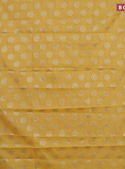 Banarasi kota saree yellow and pink with zari woven floral buttas and floral zari woven border