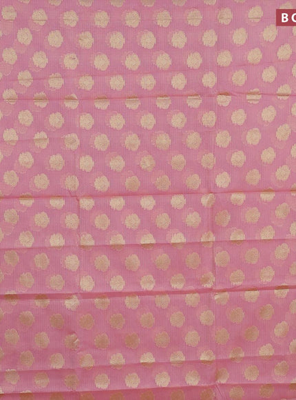 Banarasi kota saree light pink and pink with zari woven floral buttas and floral zari woven border