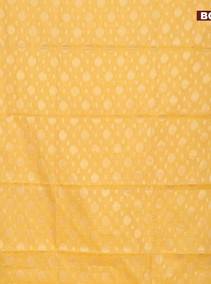 Banarasi kota saree yellow and pink with floral zari woven buttas and floral zari woven border