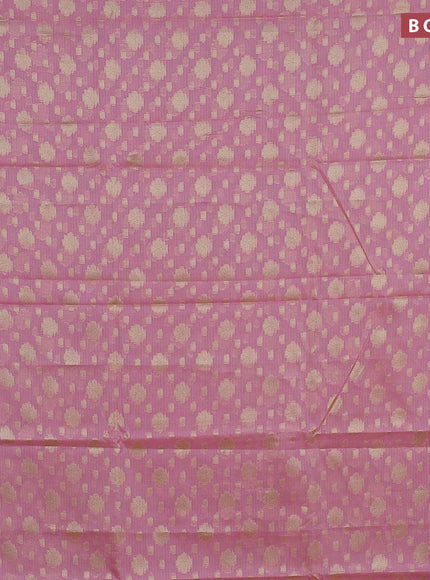 Banarasi kota saree light pink and pink with floral zari woven buttas and floral zari woven border