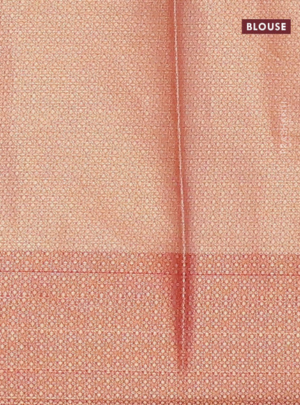 Banarasi kota saree peach orange and red with floral zari woven buttas and floral zari woven border