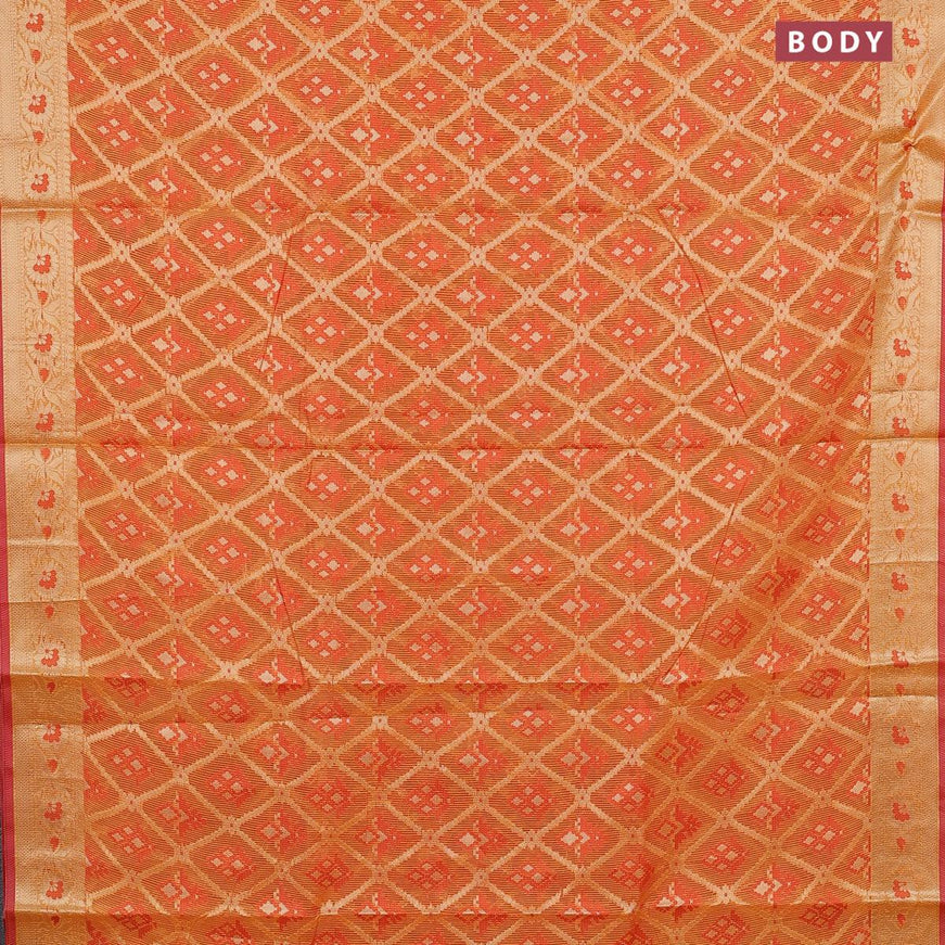 Banarasi kota saree mustard yellow and pink shade with allover thread & zari weaves and zari woven border