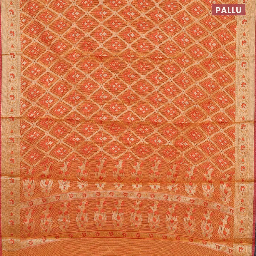 Banarasi kota saree mustard yellow and pink shade with allover thread & zari weaves and zari woven border