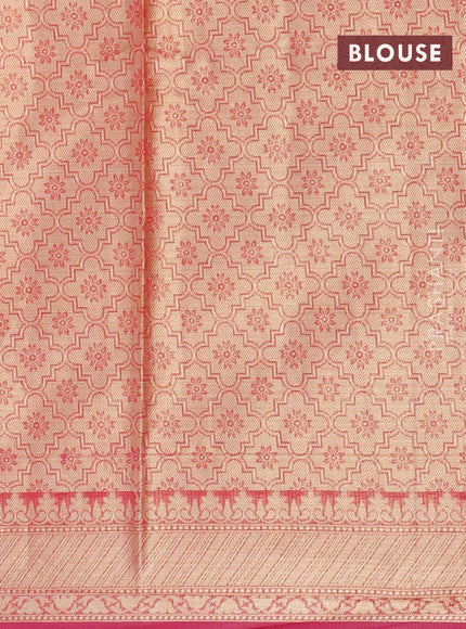 Banarasi kota saree reddish pink with allover zari woven geometric weaves and zari woven border