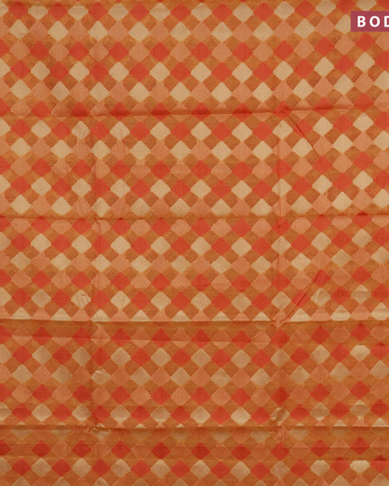 Banarasi kota saree orange and red shade with allover zari woven geometric weaves and zari woven border