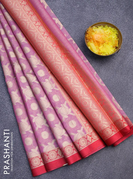 Banarasi kota saree mauve pink and maroon with allover zari weaves and zari woven border