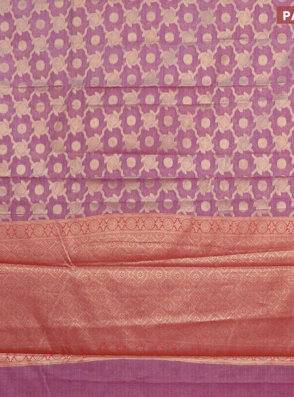 Banarasi kota saree mauve pink and maroon with allover zari weaves and zari woven border