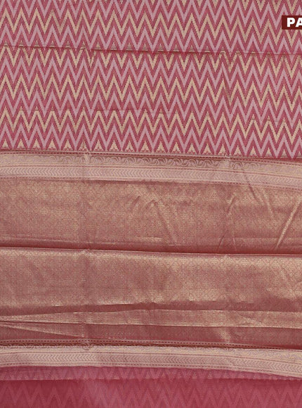 Banarasi kota saree pink shade and maroon with allover thread & zari woven zig zag weaves and zari woven border