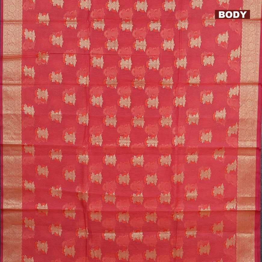 Banarasi kota saree pink shade with thread & zari woven floral buttas and zari woven border