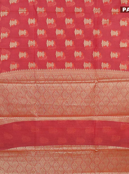 Banarasi kota saree pink shade with thread & zari woven floral buttas and zari woven border