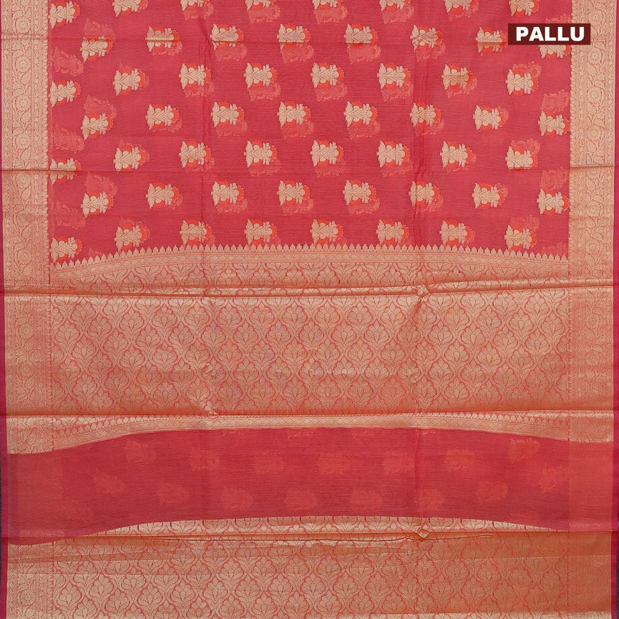 Banarasi kota saree pink shade with thread & zari woven floral buttas and zari woven border