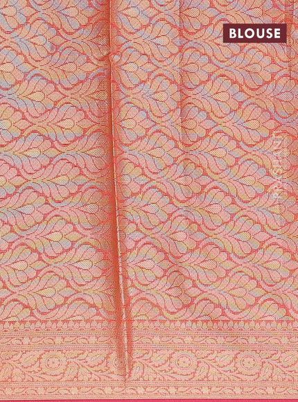 Banarasi kota saree pink shade with thread & zari woven floral buttas and zari woven border