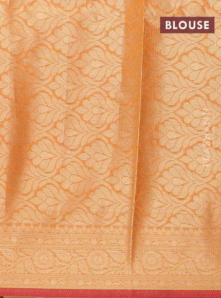 Banarasi kota saree orange and pink with thread & zari woven floral buttas and zari woven border