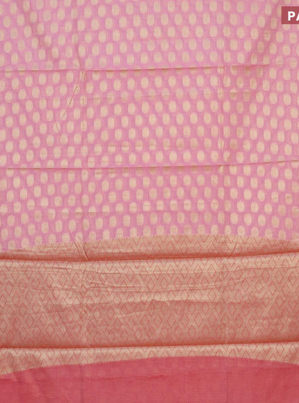 Banarasi kota saree light pink and pink with zari woven buttas and zari woven border