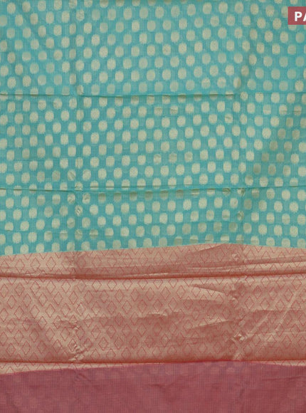 Banarasi kota saree teal blue and maroon with zari woven buttas and zari woven border