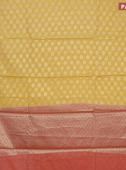 Banarasi kota saree yellow and red with zari woven buttas and zari woven border