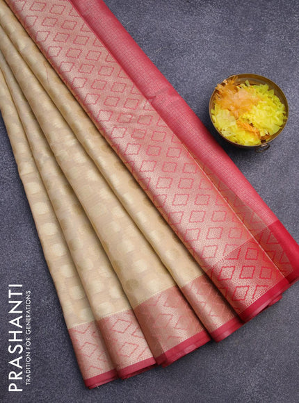 Banarasi kota saree cream and red with zari woven buttas and zari woven border