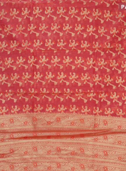 Banarasi kota saree pink shade with allover thread & zari weaves and zari woven border