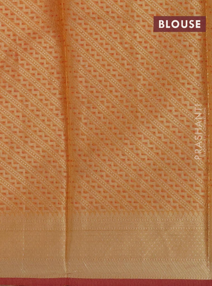 Banarasi kota saree orange and red with allover thread & zari weaves and zari woven border