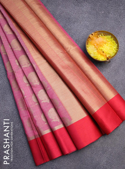 Banarasi kota saree pink and maroon with zari woven buttas and zari woven simple border