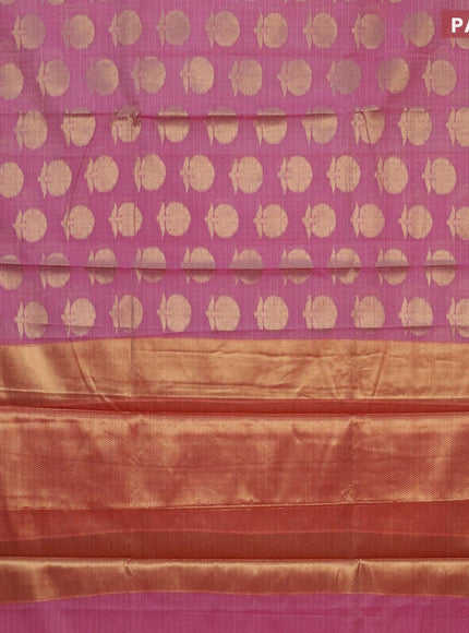 Banarasi kota saree pink and maroon with zari woven buttas and zari woven simple border