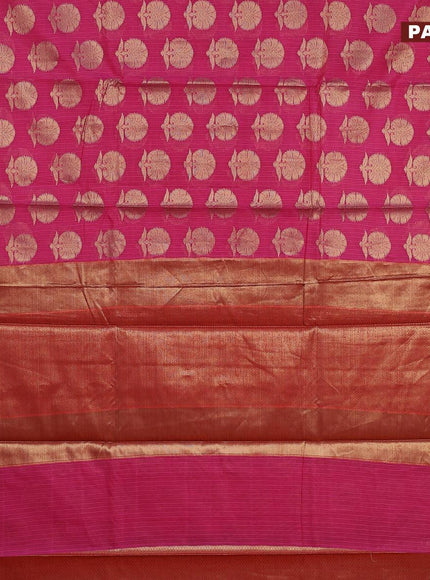 Banarasi kota saree magenta pink and maroon with zari woven buttas and zari woven simple border