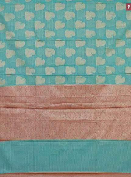 Banarasi kota saree teal blue and maroon with zari woven paisley buttas and zari woven border