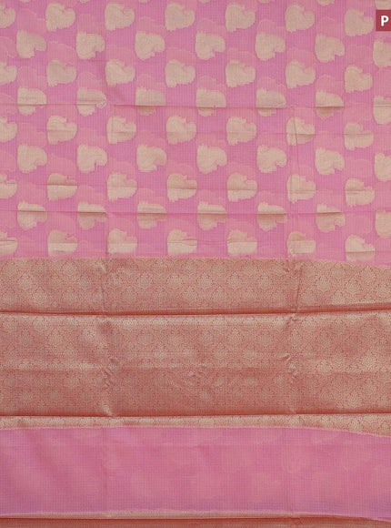 Banarasi kota saree light pink and pink with zari woven paisley buttas and zari woven border