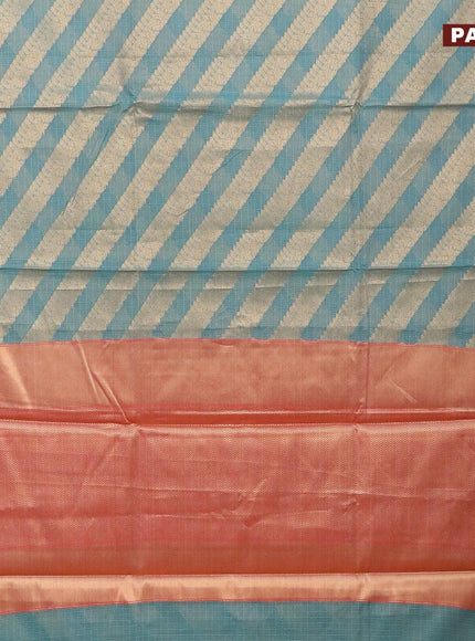 Banarasi kota saree teal blue and maroon with allover zari weaves and zari woven simple border