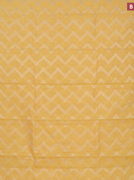 Banarasi kota saree yellow and pink with allover zari woven zig zag weaves and zari woven border