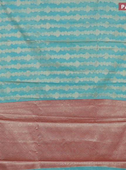 Banarasi kota saree teal blue and maroon with allover zari weaves and zari woven border