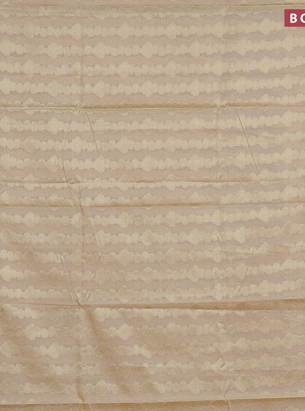 Banarasi kota saree cream and pink with allover zari weaves and zari woven border