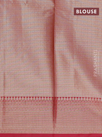 Banarasi kota saree cream and pink with allover zari weaves and zari woven border