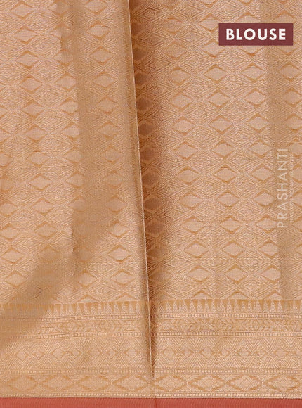 Banarasi kota saree mustard yellow and red with allover thread & zari weaves and zari woven border