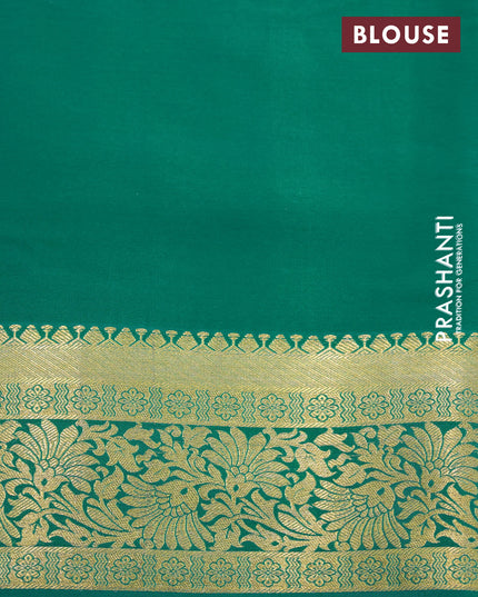 Pure mysore silk saree teal green with zari woven buttas and zari woven floral border