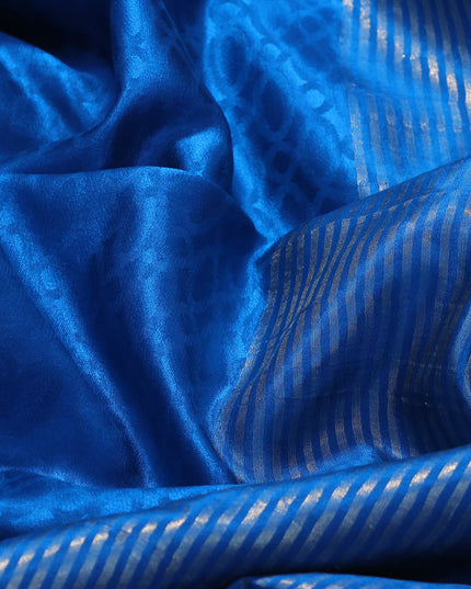 Pure mysore silk saree cs blue with allover self emboss and zari woven border